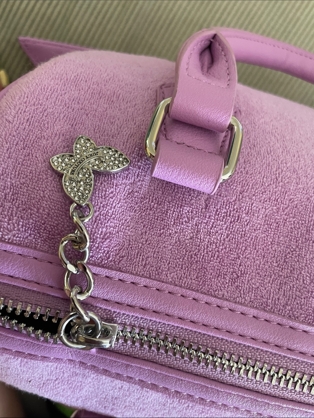 Juicy Couture Lavender Suede Satchel with Heart Charm - Picture 3 of 9